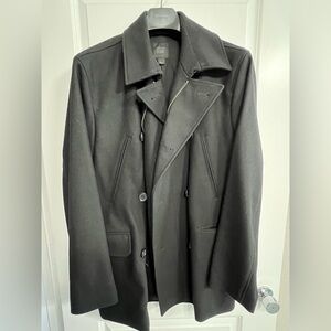 Express Men's Vintage Jet Black Pea Coat